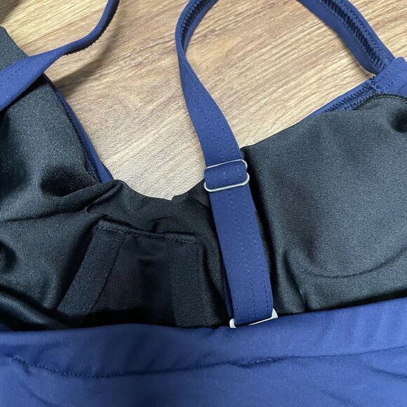 Lands End Womens Size 6DD Tankini Swimsuit Top Navy Blue Solid Underwire Ruched - Picture 4 of 6